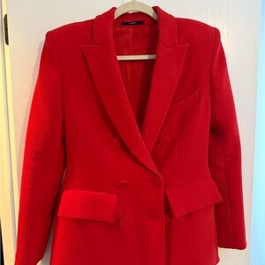 Alex Perry Fiery Red Double-Breasted Blazer